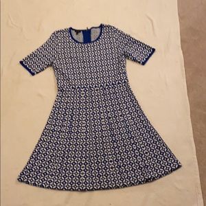 Royal blue and white sweater dress